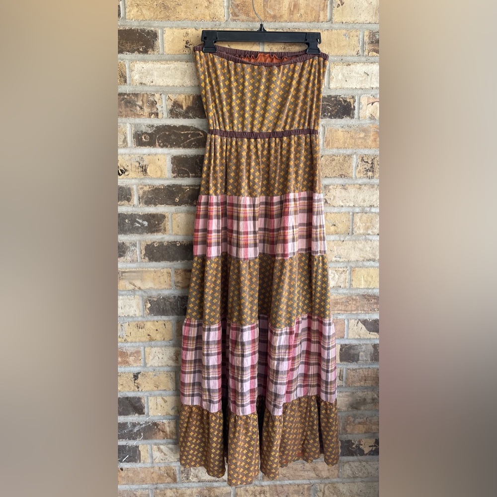 Anthropologie Scrapbook Originals Boho Cottage Core Strapless Maxi Dress Medium‎ - Picture 2 of 7